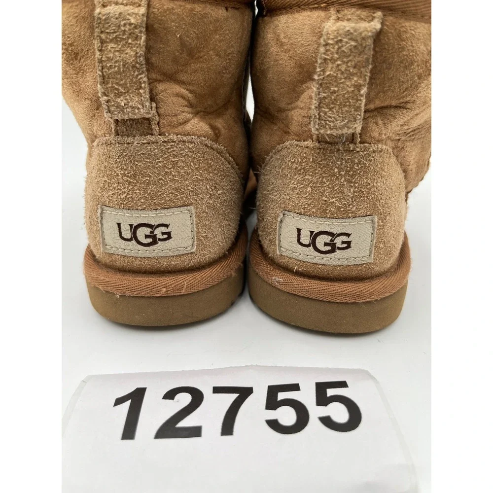 UGG Classic Mini II 1017715K Snow Boots Kids US 3 Brown Suede Faux Fur Lined